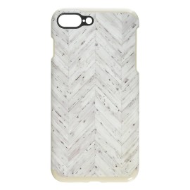 Candywirez Case Study Case iPhone 7 Plus - Chevron de madera blanca - Banda a prueba de golpes - Forro interior de goma - Funda